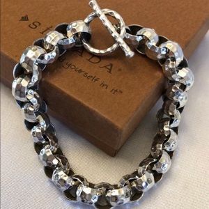 Vintage Silpada Sterling Silver Rolo Link Toggle Clasp Bracelet B1606